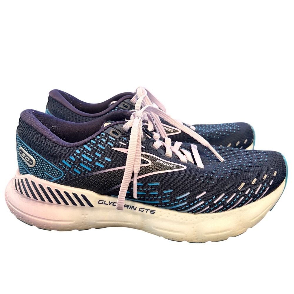 Brooks Glycerin GTS 20 Women's Size 6.5 Medium Navy Blue Pink Running Shoes